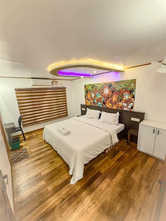 Bedroom with white linen