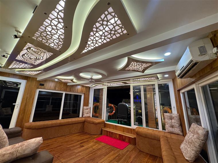 Wide lounge with lake views